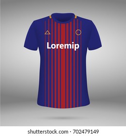 kit de fútbol del FC Barcelona 2017-2018, plantilla de camiseta. camiseta de fútbol. Ilustración vectorial.