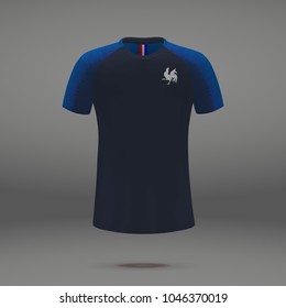 football kit of France 2018, shirt template for soccer jersey. Vector illustration