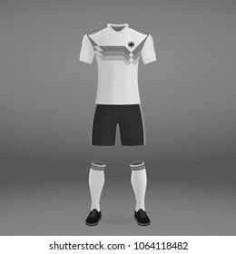 football kit of Germany 2018, t-shirt template for soccer jersey. Vector illustration