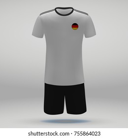 football kit of Germany with flag, t-shirt template for soccer jersey. Vector illustration