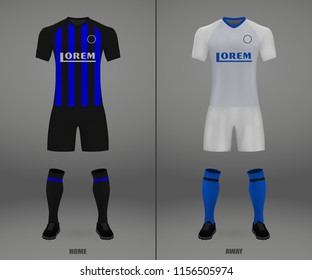 football kit of Inter 2018-19, shirt template for soccer jersey. Vector illustration