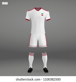 football kit of  Iran 2018, t-shirt template for soccer jersey. Vector illustration