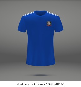 football kit of Italy with coat of arms, t-shirt template for soccer jersey. Vector illustration