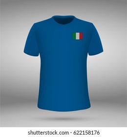 football kit of Italy with flag, t-shirt template. soccer jersey. Vector illustration
