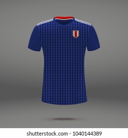 football kit of Japan 2018, shirt template for soccer jersey. Vector illustration