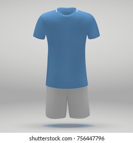 football kit of Manchester City, t-shirt template for soccer jersey. Vector illustration