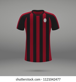 football kit Milan 2018, shirt template for soccer jersey. Vector illustration