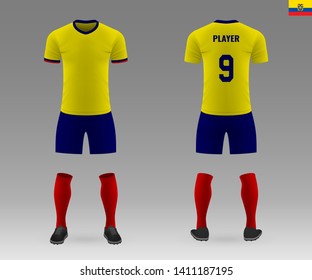 football kit of national team Ecuador, shirt template for soccer jersey. Vector illustration