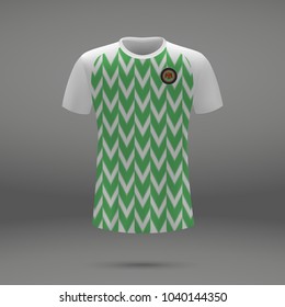 football kit of Nigeria 2018, shirt template for soccer jersey. Vector illustration