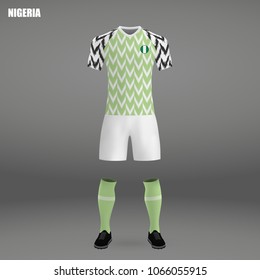 football kit of Nigeria 2018, t-shirt template for soccer jersey. Vector illustration