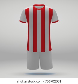football kit of Olympiakos, t-shirt template for soccer jersey. Vector illustration
