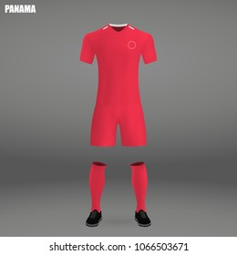 football kit of Panama 2018, t-shirt template for soccer jersey. Vector illustration