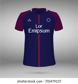 football kit of Paris Saint-Germain 2017-2018, t-shirt template. soccer jersey. Vector illustration
