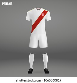 football kit of Peru 2018, t-shirt template for soccer jersey. Vector illustration