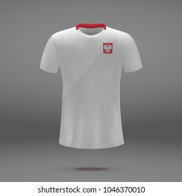 football kit of Poland 2018, shirt template for soccer jersey. Vector illustration