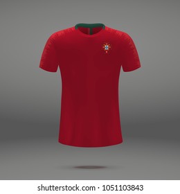 football kit of Portugal 2018, shirt template for soccer jersey. Vector illustration