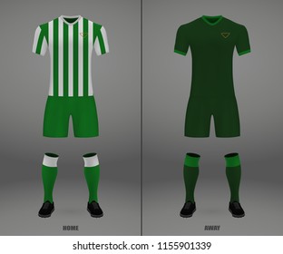 football kit Ral Betis 2018-19, shirt template for soccer jersey. Vector illustration