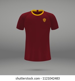 football kit Roma 2018, shirt template for soccer jersey. Vector illustration