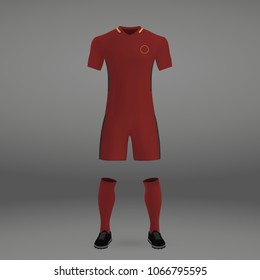 football kit of Roma, t-shirt template for soccer jersey. Vector illustration