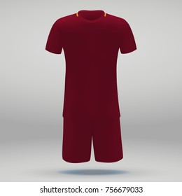 football kit of AS Roma, t-shirt template for soccer jersey. Vector illustration