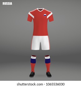 football kit of Russia 2018, t-shirt template for soccer jersey. Vector illustration