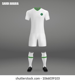 football kit of Saudi Arabia 2018, t-shirt template for soccer jersey. Vector illustration