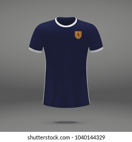 football kit of Scotland 2018, shirt template for soccer jersey. Vector illustration
