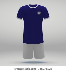 football kit of Scotland with flag, t-shirt template for soccer jersey. Vector illustration