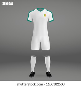 football kit of Senegal 2018, t-shirt template for soccer jersey. Vector illustration