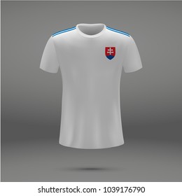 football kit of Slovakia with coat of arms, t-shirt template for soccer jersey. Vector illustration