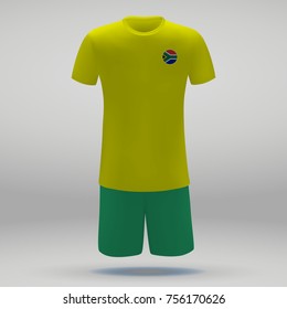 football kit of South Africa with flag, t-shirt template for soccer jersey. Vector illustration