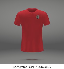 football kit of South Korea 2018, shirt template for soccer jersey. Vector illustration