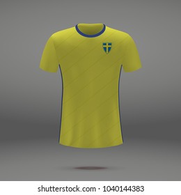 football kit of Sweden 2018, shirt template for soccer jersey. Vector illustration