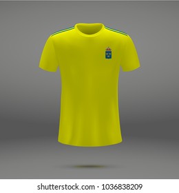 football kit of Sweden with flag, t-shirt template for soccer jersey. Vector illustration