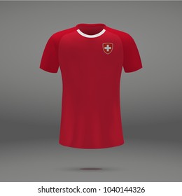 football kit of Switzerland 2018, shirt template for soccer jersey. Vector illustration