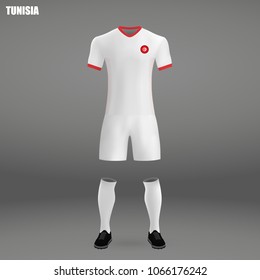 football kit of Tunisia 2018, t-shirt template for soccer jersey. Vector illustration