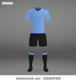 football kit of Uruguay 2018, t-shirt template for soccer jersey. Vector illustration