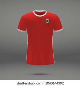 football kit of Wales 2018, shirt template for soccer jersey. Vector illustration