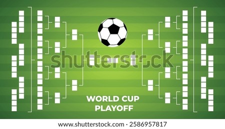 Football Knockout Bracket, world cup  2026 Playoff Bracket,  Playoffs grid. Sport tournament bracket. Game and competition schedule. 
