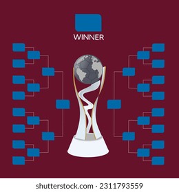 Football Knockouts matches schedule bracket. Football championship results tabel design template. Sport game final bracket. Vector illustration