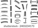 Football laces silhouette, Football seams silhouette, Football seams, Football laces vector, Ball laces silhouette, American clipart.