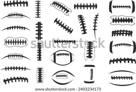 Football laces silhouette, Football seams silhouette, Football seams, Football laces vector, Ball laces silhouette, American clipart.