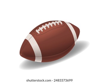 Football With Laces And Stripes Isolated On White Background. Realistic 3d Vector Illustration Of American Football Ball