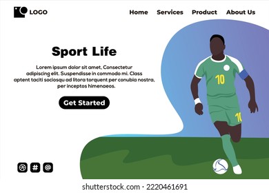 Football landing page design template, Landing page design vector, Landing page vector 