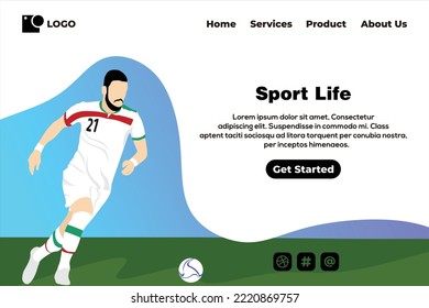 Football landing page design template, Landing page design vector, Landing page vector 