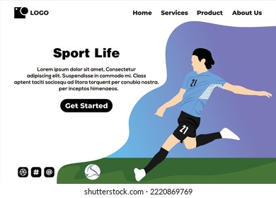 Football landing page design template, Landing page design vector, Landing page vector 