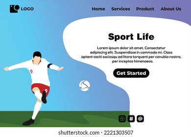 Football landing page design template, Landing page design vector, Landing page vector 