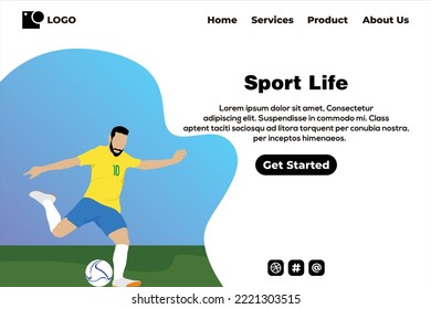 Football landing page design template, Landing page design vector, Landing page vector 