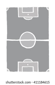 Football lawn or Soccer field. Sport drawing tournament design in doodles style.