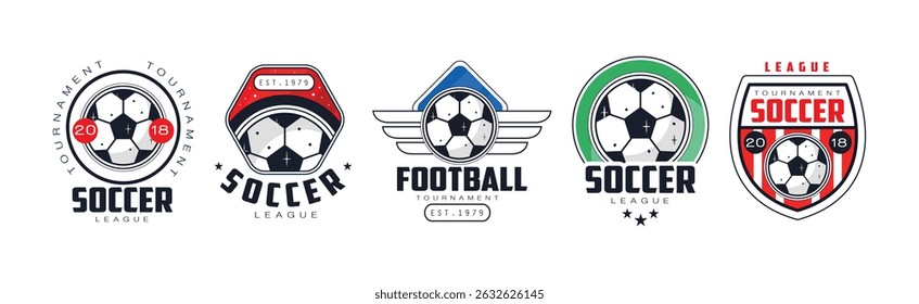 Football League Badge and Logo Design Vector Set